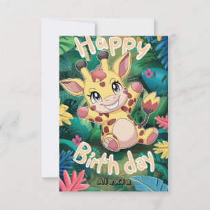 Verzauberte Hübsche Giraffe Geburtstag Karte