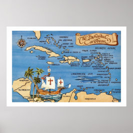 Verzauberte karibische Karte 20x30 Druck Poster