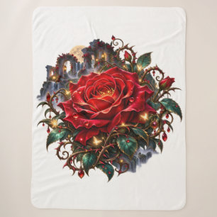 Verzauberte Karmesinrose – Gotische Fantasie Sherpadecke