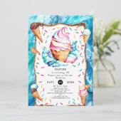 Verzauberte Kids Cone Ice Cream Geburtstag Einladung (Stehend Vorderseite)