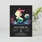 Verzauberte Kinder Katze Geburtstag Einladung (Stehend Vorderseite)