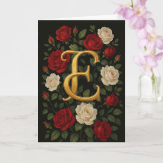 Verzauberte Kletterrosen Anfangsbuchstabe „E“ Karte