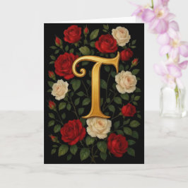 Verzauberte Kletterrosen Anfangsbuchstabe „T“ Karte