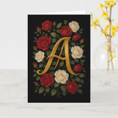 Verzauberte Kletterrosen Initiale „A“ Karte (Gelbe Blume)