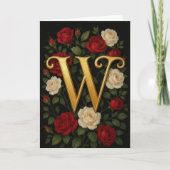 Verzauberte Kletterrosen Initiale „W“ Karte (Vorderseite)