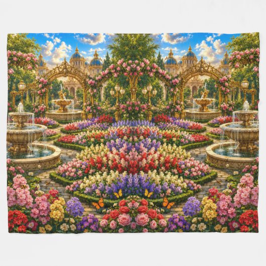 Verzauberte königliche Gartenmauer Fleecedecke (Vorderseite (Horizontal))