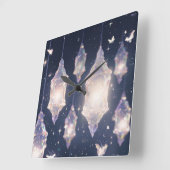 Verzauberte Kristallleuchten Quadratische Wanduhr (Winkel)