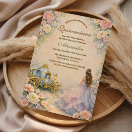 Verzauberte Kutsche Märchen Quinceañera Einladung