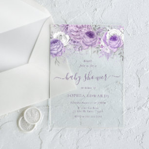Verzauberte Lavendel-Baby-Party Acryleinladungen