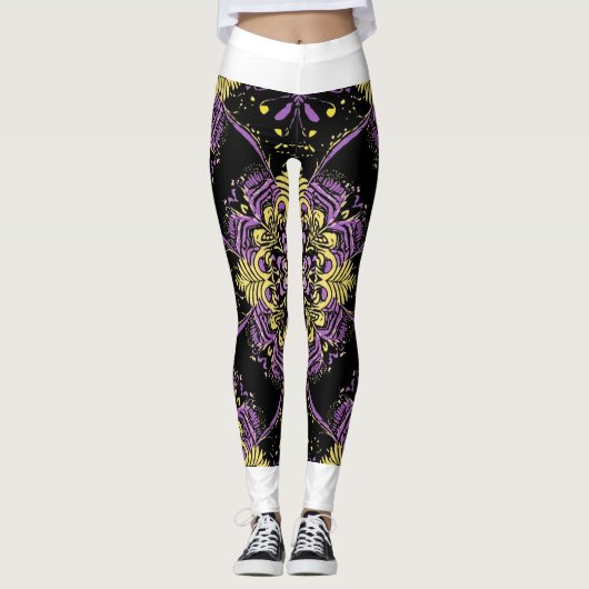 Verzauberte Lila Gold Mandala-Leggings Leggings (Vorderseite)