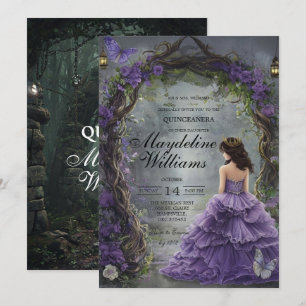 Verzauberte lila Quinceañera-Einladung Märchenhaft Einladung