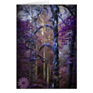 Verzauberte lila Wald Grußkarte