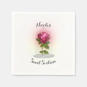 Verzauberte magische Rote Rose Geburtstagsparty Serviette