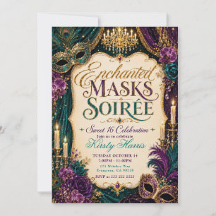 Verzauberte Masken Soiree Sweet 16 Feier Einladung