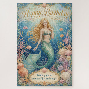 Verzauberte Meerjungfrau Geburtstag unter den Well Puzzle