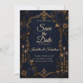 Verzauberte Mitternachtsblaue Herbsthochzeit Save The Date (Vorderseite)