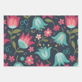 Verzauberte Mitternachtsgarten-Glockenblume Geschenkpapier Set