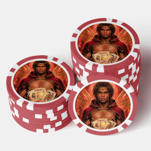 Verzauberte Muse des Decks - Mann in Rot Pokerchips (Stapel)