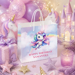 Verzauberte Pastell-Einhorn-Geburtstags-Geschenktü Große Geschenktüte