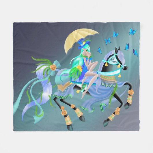 Verzauberte Pferdereiten Fleecedecke (Vorderseite (Horizontal))