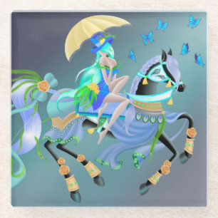 Verzauberte Pferdereiten Glasuntersetzer