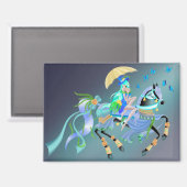 Verzauberte Pferdereiten Magnet (Vorderseite/Rückseite)