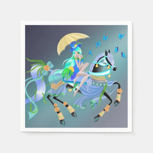 Verzauberte Pferdereiten Serviette (Vorderseite)