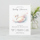 Verzauberte Printable Swan Baby Dusche Einladung (Stehend Vorderseite)