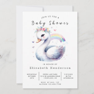 Verzauberte Printable Swan Baby Dusche Einladung