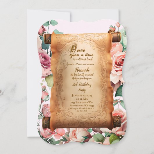 Verzauberte Prinzessin Fairytale Drittes Einladung (Vorderseite)