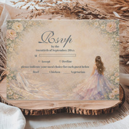 Verzauberte Prinzessin Märchen-Quinceañera RSVP Karte
