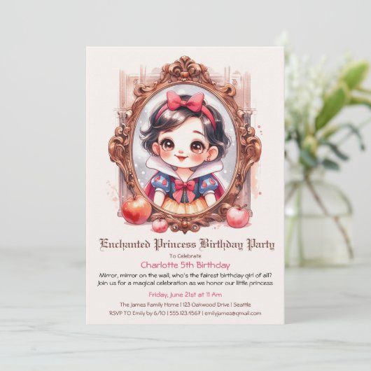 Verzauberte Prinzessin zum Geburtstag Einladung Sc (Stehend Vorderseite)