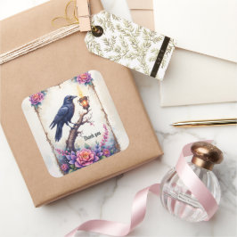 Verzauberte Raben-Hochzeit-Kollektion Quadratischer Aufkleber