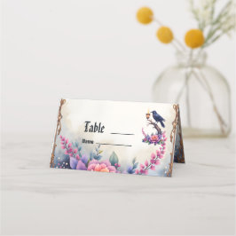 Verzauberte Raben-Hochzeitskollektion Platzkarte