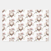 Verzauberte rosa Blume Owl Geburtstag Geschenkpapier Set (Vorderseite 2)