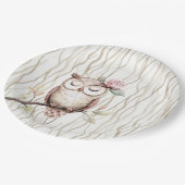 Verzauberte rosa Blume Owl Geburtstag Pappteller (Schrägansicht)