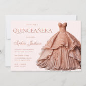 Verzauberte Rose Gold Dress Gown Quinceanera Einladung (Vorderseite)