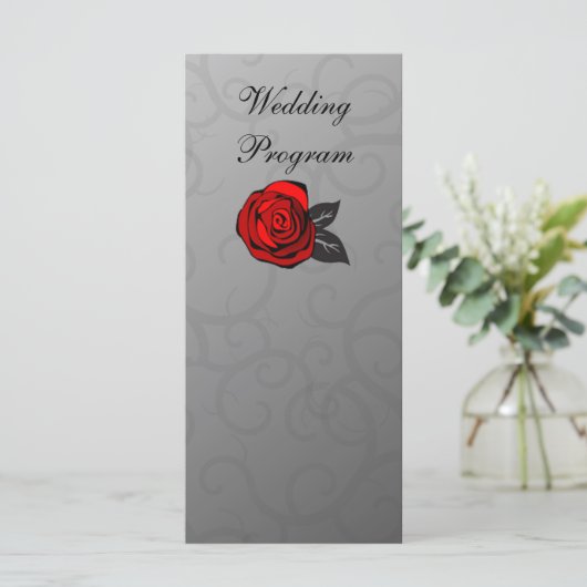 Verzauberte Rose Hochzeitskarte Programm (Stehend Vorderseite)