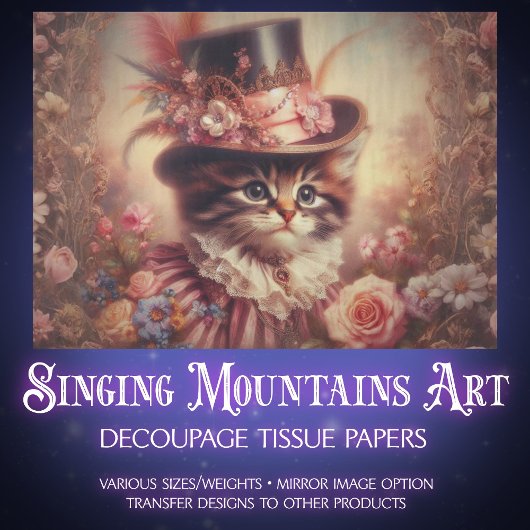 Verzauberte Rosen und viktorianische Katzen-Decoup Seidenpapier