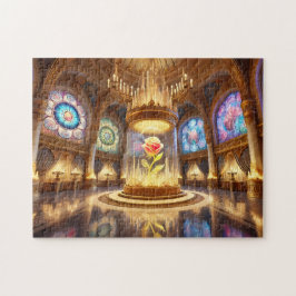 Verzauberte Rosenballroom Bleiglasmärchen Puzzle