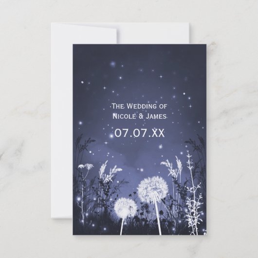 Verzauberte RSVP-Karte mit zwei Sky Stars und Foli RSVP Karte (Rückseite)