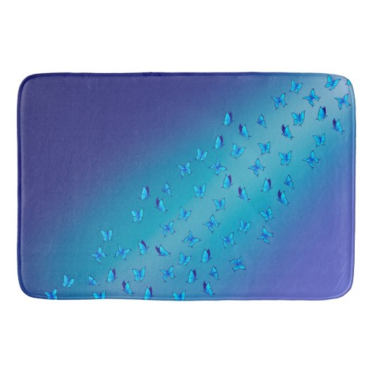 Verzauberte Schmetterlinge Double Blue Badematte (Vorderseite)