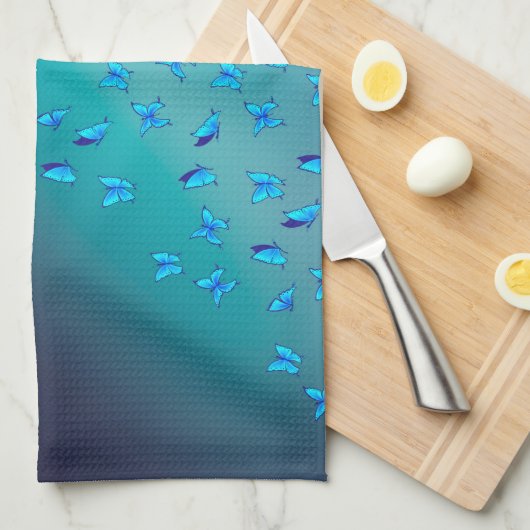 Verzauberte Schmetterlinge Grünes Teetuch Geschirrtuch (Viertel Falte)