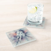 Verzauberte Schneeauge in Wasserfarbe Glasuntersetzer (Schrägansicht)