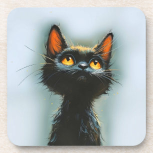 Verzauberte schwarze Katze Getränkeuntersetzer