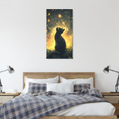 Verzauberte schwarze Katze mit Feuerwerk Leinwanddruck (Insitu (Schlafzimmer))