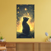 Verzauberte schwarze Katze mit Feuerwerk Leinwanddruck (Insitu (Wohnzimmer))