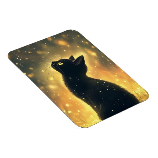 Verzauberte schwarze Katze mit Feuerwerk Magnet (Rechte Seite)