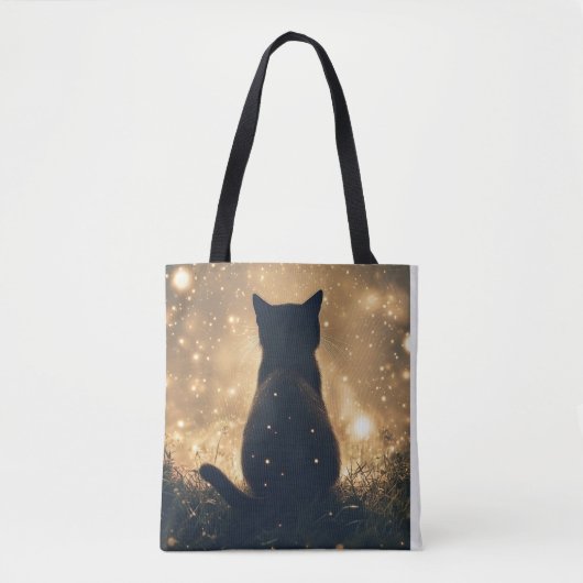 Verzauberte schwarze Katze mit Feuerwerk Tasche (Vorderseite)