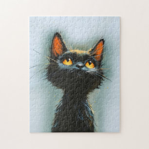 Verzauberte schwarze Katze Puzzle